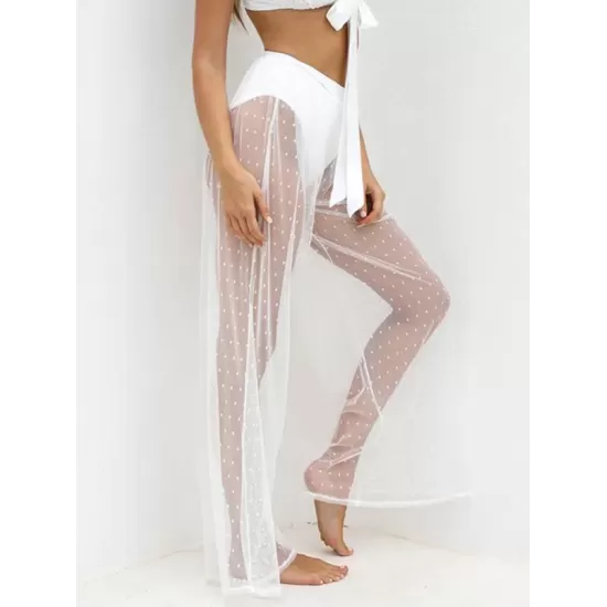 See-Through Gauze Split-Joint Beach Trousers