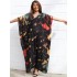 Bohemia Oversized Multicolor Printed Batwing Sleeves Cover-Up