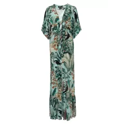 Floral-Print Half Sleeve Knotted Maxi Dress