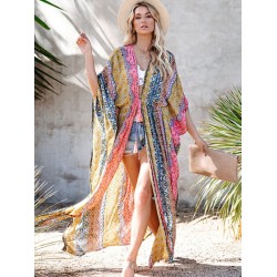 Ethnic Printed Sun Protection Cover-Ups Tops