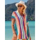 Loose Contrast Color Striped Hollow Split-Side Cover Up