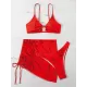 Halterneck Triangle Three Pieces Bikini Set