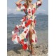 Floral-Print Belted Long Sleeve Tunicshang Cover-Ups