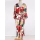 Floral-Print Belted Long Sleeve Tunicshang Cover-Ups