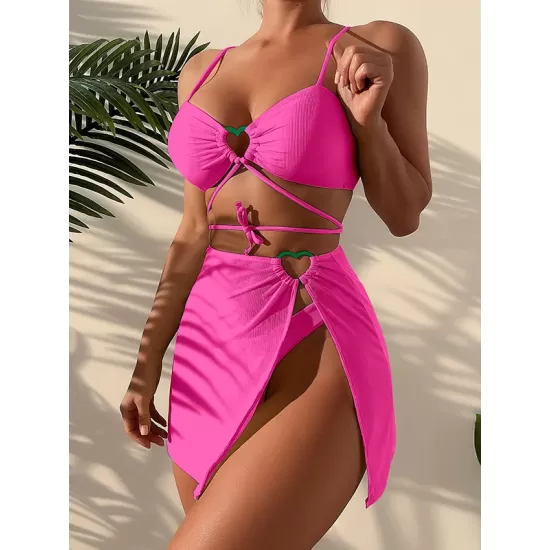 Spaghetti Neck Three Pieces Bikini Set