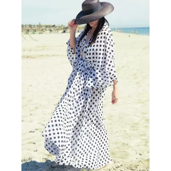 Long Sleeves Floral Printed Chiffon Cardigan Cover-Up Swimwear