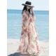 Long Sleeves Floral Printed Chiffon Cardigan Cover-Up Swimwear