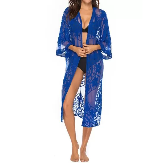 Ragged Embellished See-Through Vacation Cover-Ups