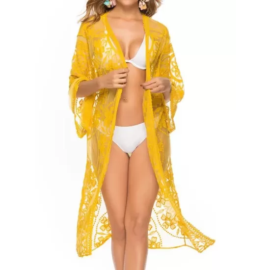 Ragged Embellished See-Through Vacation Cover-Ups