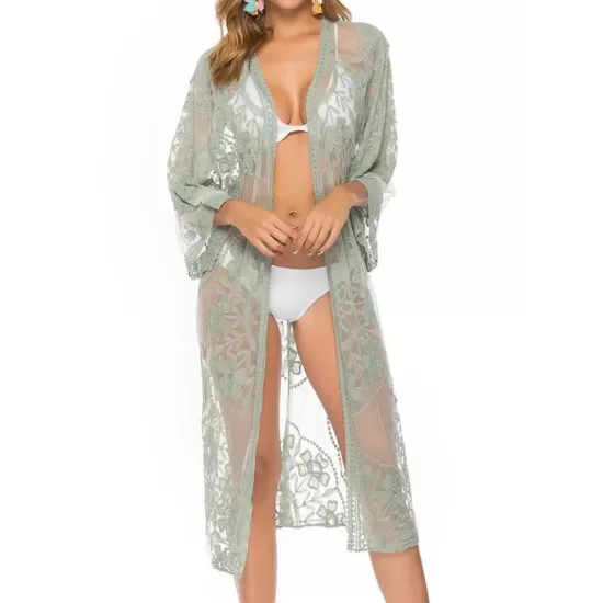 Ragged Embellished See-Through Vacation Cover-Ups