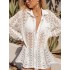 See-Through Lace Split-Joint Long Sleeved Shirt Cover-Ups Tops