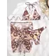 Floral-Print Triangles Bikini Swimsuit+Smocked Cover-Up Three-Piece Set