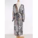 Floral-Print Split-Joint Belted Long Sleeve Tunicshang Cover-Ups