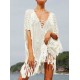 Crochet See-Through Half Sleeves Cover-Ups Tops