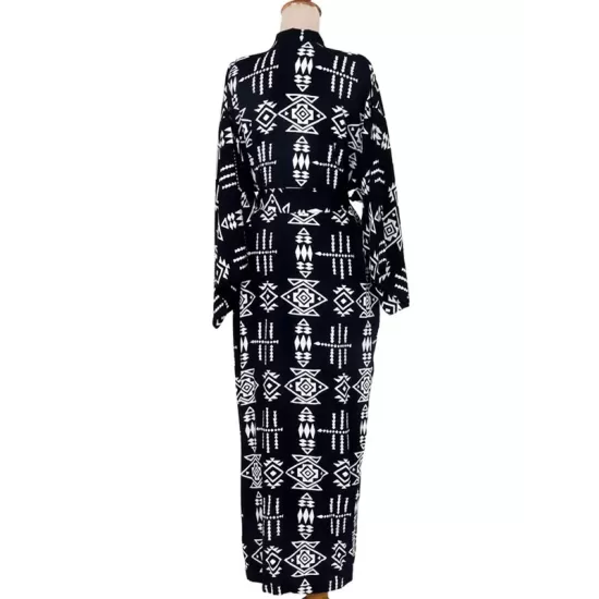 Bohemia Printed Belted Long Sleeves Cover-Up