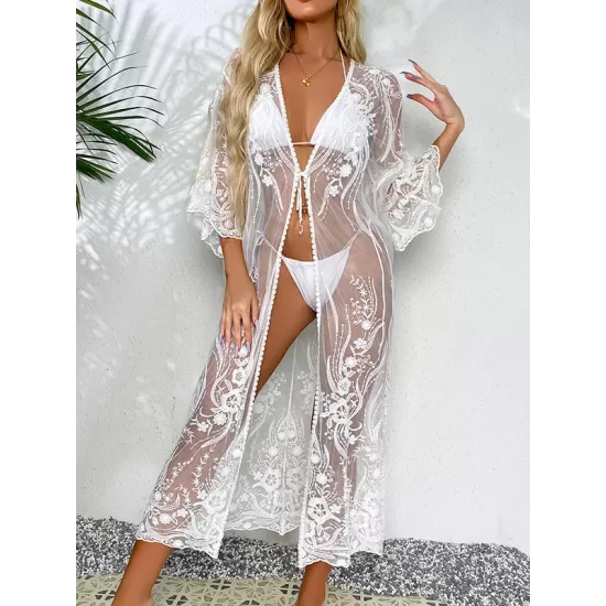 Vacation Loose Solid Color  Cover-Ups Swimwear