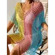 Vacation Loose Patchwork V-Neck Cover-Ups Swimwear