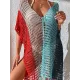 Vacation Loose Patchwork V-Neck Cover-Ups Swimwear