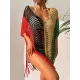 Vacation Loose Patchwork V-Neck Cover-Ups Swimwear