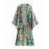 Beach Loose Floral Printed Lace-Up V-Neck Cover-Up Top