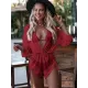 Three Pieces Set Loose Solid Color Padded Halter-Neck Bikini Swimsuit &Cover-Ups Rompers Swimwear