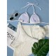 Simple Three Pieces Halterneck Triangle Bikini Set