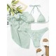 Simple Three Pieces Halterneck Triangle Bikini Set