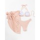 Simple Three Pieces Halterneck Triangle Bikini Set