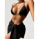 Simple Three Pieces Halterneck Triangle Bikini Set