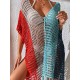 Colorful V-Neck Tassles Mini Cover-Ups Dress