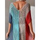 Colorful V-Neck Tassles Mini Cover-Ups Dress