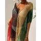 Colorful V-Neck Tassles Mini Cover-Ups Dress