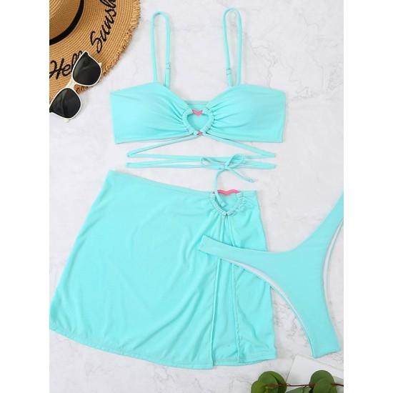 Spaghetti Neck Three Pieces Bikini Set