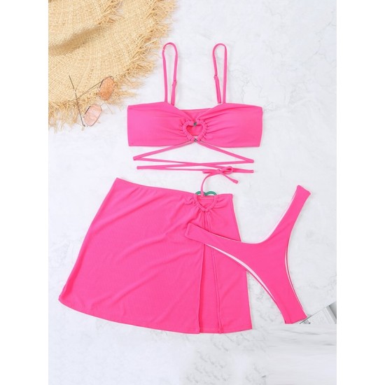 Spaghetti Neck Three Pieces Bikini Set