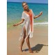 Color-Block Hollow Tasseled Batwing Sleeves Loose Deep V-Neck Cover-Ups Swimwear