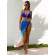 Three-piece Suit Padded Backless Bandage Solid Color Bikini Swimsuit