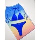 Three-piece Suit Padded Backless Bandage Solid Color Bikini Swimsuit