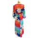 Long Sleeves Bandage Floral Printed Multi-Colored Cover-Ups Swimwear