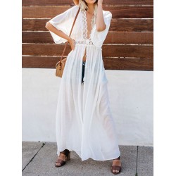 Lacy Split-Joint Half Sleeve Beach Tunicshang Cover-Ups