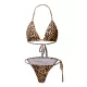 Sexy Snake-Print Split Bikini Swimsuit+Cover-Ups Three-Piece Set