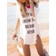 Letter Printing Bat Sleeve Loose Cover-Ups Tops