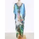 Floral Print Loose V-Neck Beach Dress Cover-Up Swimwear