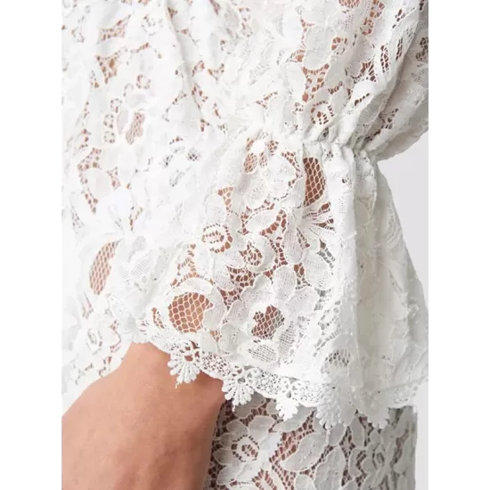 Long Sleeve Lace Split-Joint Lace-Up Vacation Cover-Up Swimwear