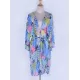 Half-Sleeve Floral Chiffon Cardigan Sash Cover-Up Swimwear