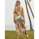 Short Sleeve Floral V-Neck Cardigan Midi Dress Cover-Up Swimwear