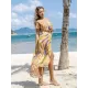 Chiffon Short Sleeve V-Neck Drawstring Cover-Up Swimwear