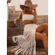 Knitted Hollow See-Through Split-Side Tasseled Cover-Up Swimwear