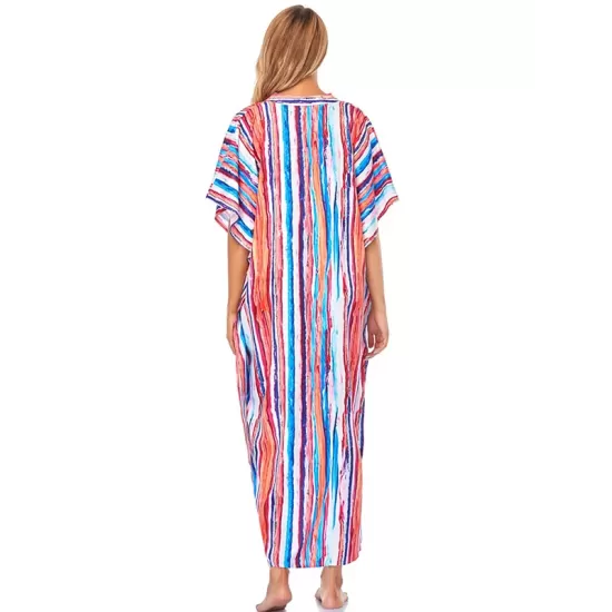 Striped Loose Pocket Cardigan Vacation Beach Cover-Up Swimwear