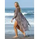 Leopard Split-Side Cardigan Vacation Beach Cover-Up Swimwear