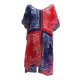 Chiffon Red And Blue Squares Print Loose Cover-Up Swimwear